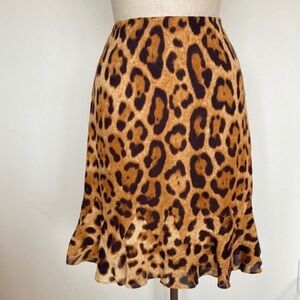 Escada silk leopard print skirt, lined, marked size 34=size 2